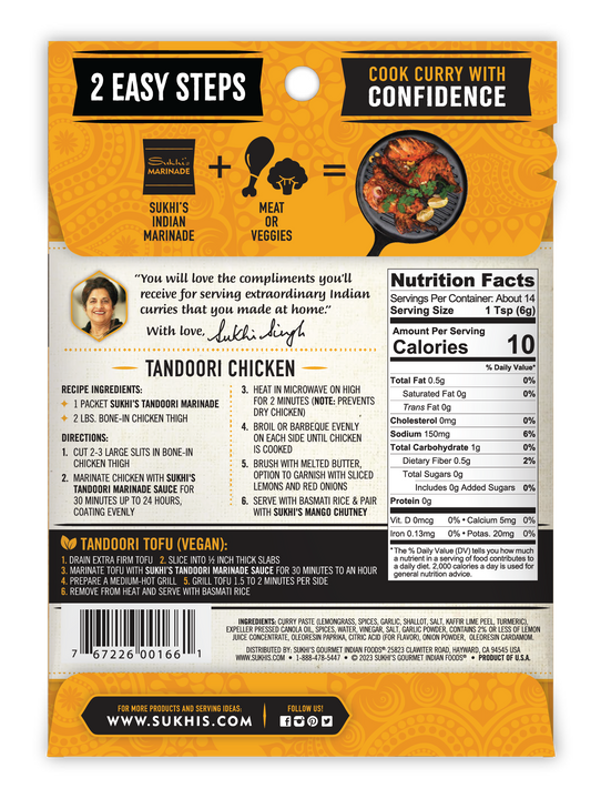 Sukhi's Tandoori Indian Marinade | Nutrition Facts