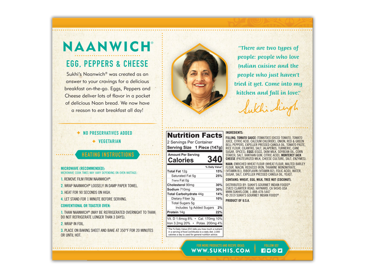 Egg, Peppers, and Cheese Breakfast Naanwich | Nutrition Facts