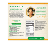 Load image into Gallery viewer, Sukhi&#39;s Veggie Turmeric Melt Naanwiche | Nutrition Facts
