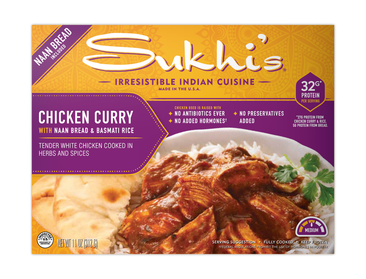 Sukhi s Indian Food Classic Chicken Curry Frozen Meal With Naan 11oz sukhi-s-indian-food-classic-chicken-curry-frozen-meal-with-naan-11oz