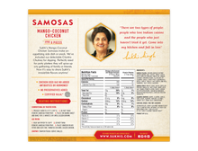 Load image into Gallery viewer, Sukhi&#39;s Mango Coconut Chicken Samosas | Nutrition Facts
