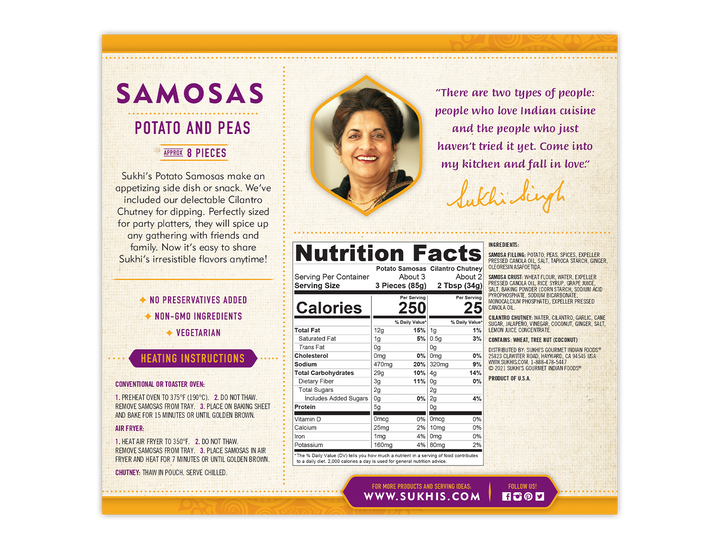 Samosas Potatoes and Peas | Nutrition Facts
