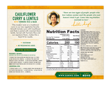 Load image into Gallery viewer, Sukhi&#39;s Cauliflower and Curry Lentils | Nutrition Facts
