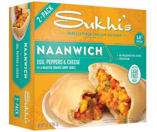 Egg, Peppers, and Cheese Breakfast Naanwich