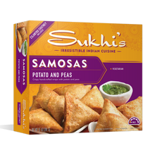 Load image into Gallery viewer, Potato &amp; Pea Samosas with Cilantro Chutney - Family Size

