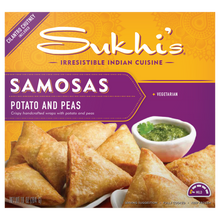 Load image into Gallery viewer, Potato &amp; Pea Samosas with Cilantro Chutney - Family Size
