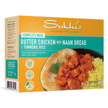 Load image into Gallery viewer, Butter Chicken Curry Frozen Meal with Naan &amp; Turmeric Rice
