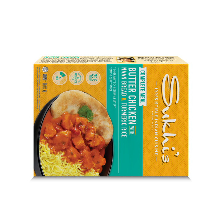 Butter Chicken Curry Frozen Meal with Naan & Turmeric Rice