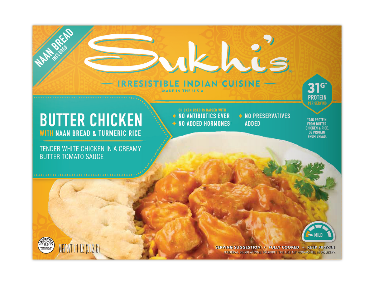 Butter Chicken Curry Meal with Naan & Turmeric Rice – Sukhi's Gourmet ...