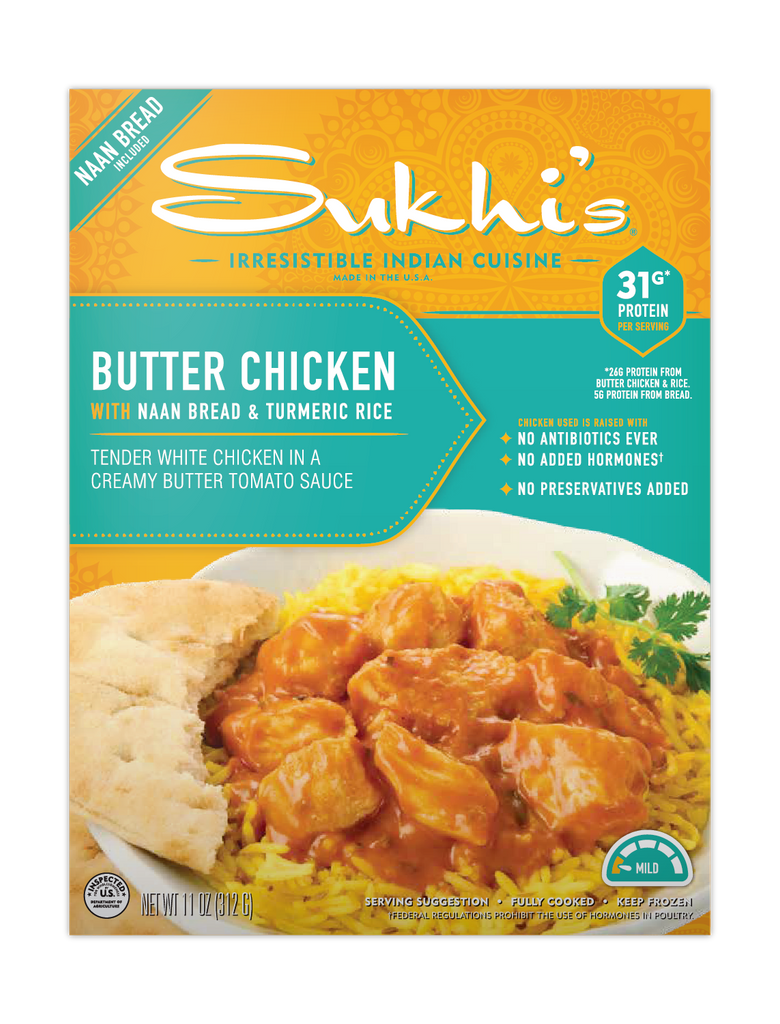 Sukhi Rice Sukhi's Indian Food | Butter Chicken Curry Frozen Meal with Naan 11oz ...