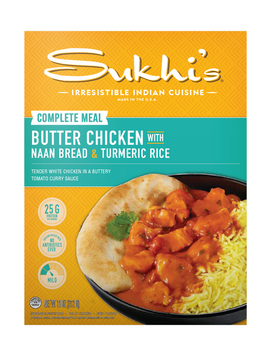 Butter Chicken Curry Frozen Meal with Naan & Turmeric Rice
