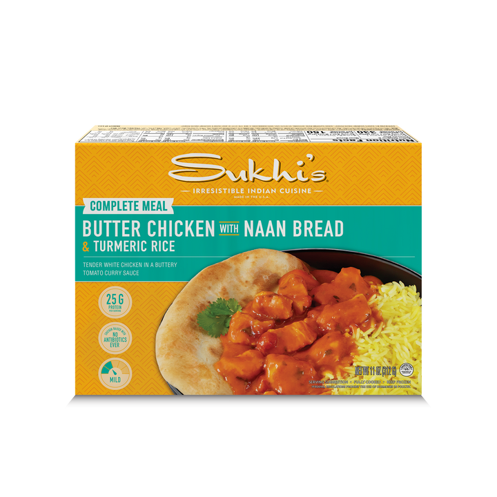 Butter Chicken Curry Frozen Meal with Naan & Turmeric Rice