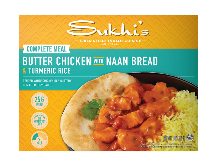 Butter Chicken Curry Frozen Meal with Naan & Turmeric Rice
