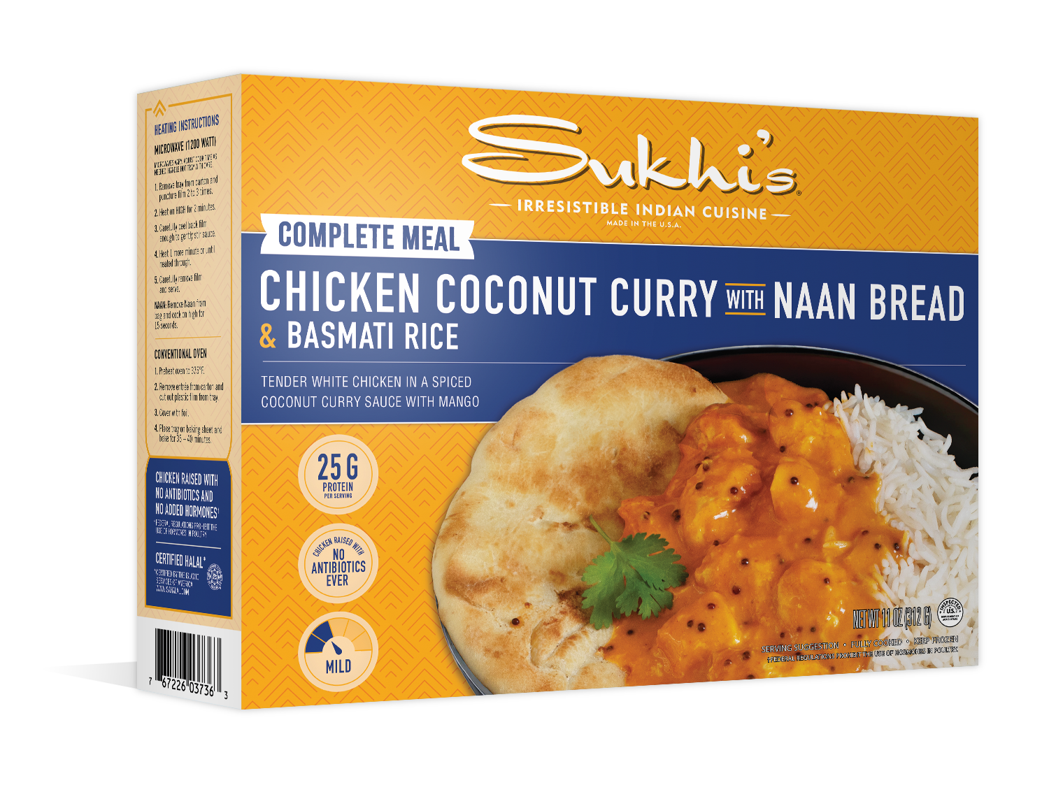 Chicken Coconut Curry Frozen Meal with Naan & Basmati Rice