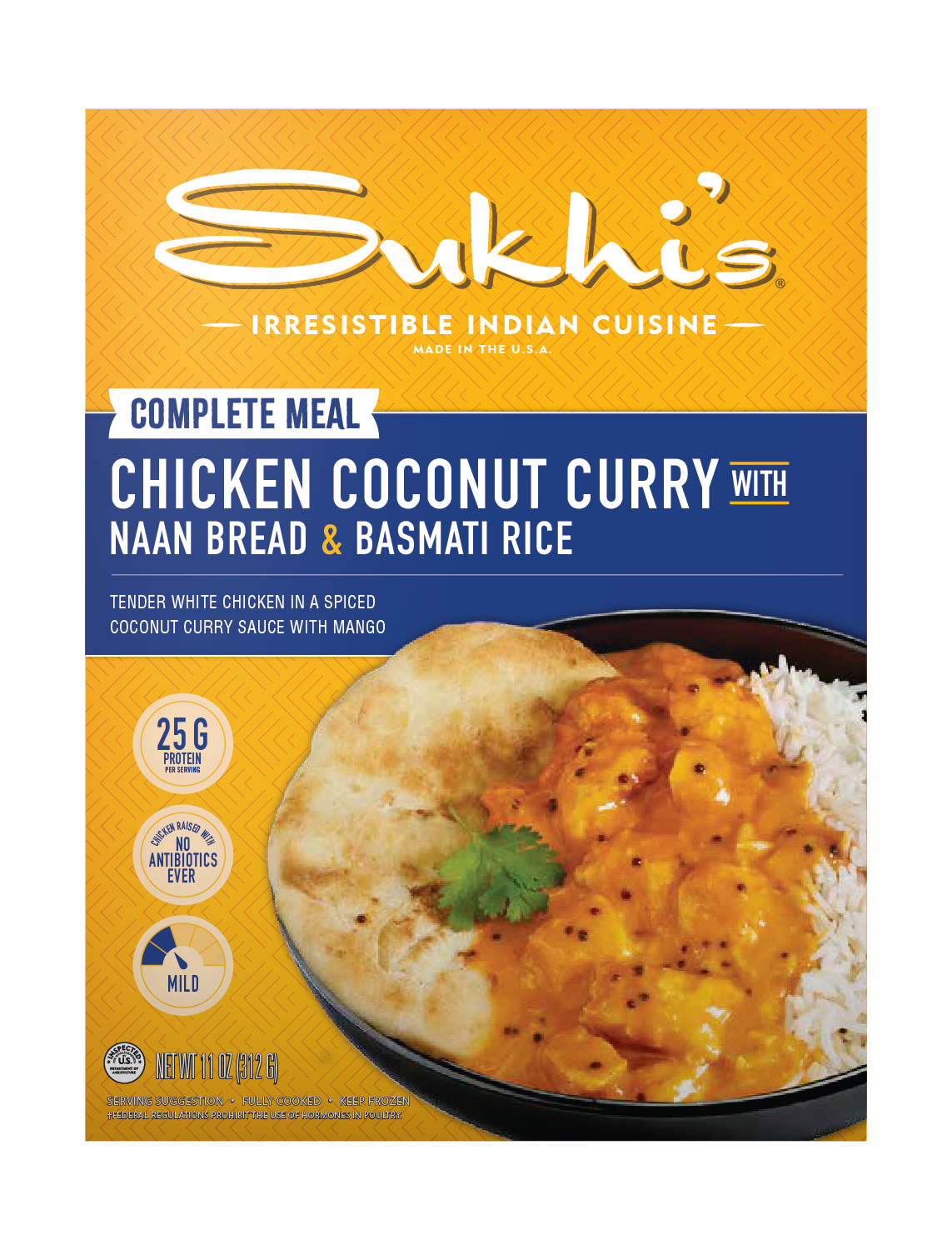 Chicken Coconut Curry Frozen Meal with Naan & Basmati Rice