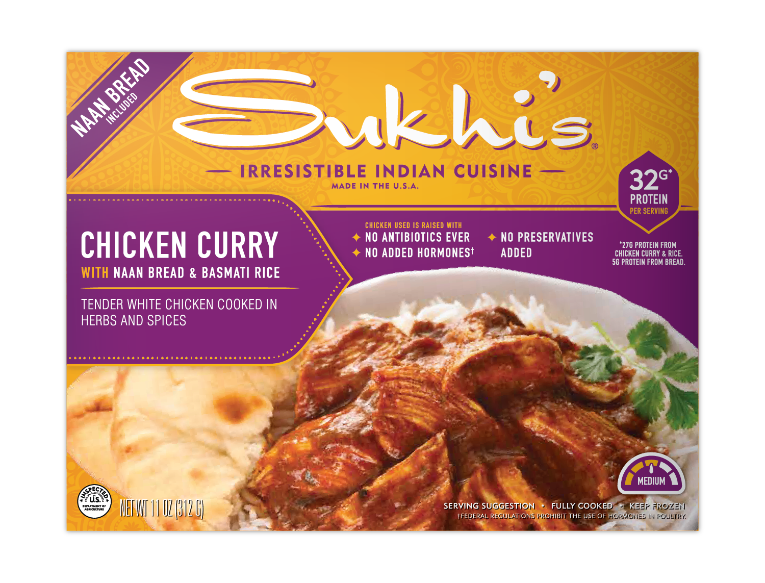 Chicken Curry Frozen Meal with Naan & Basmati Rice