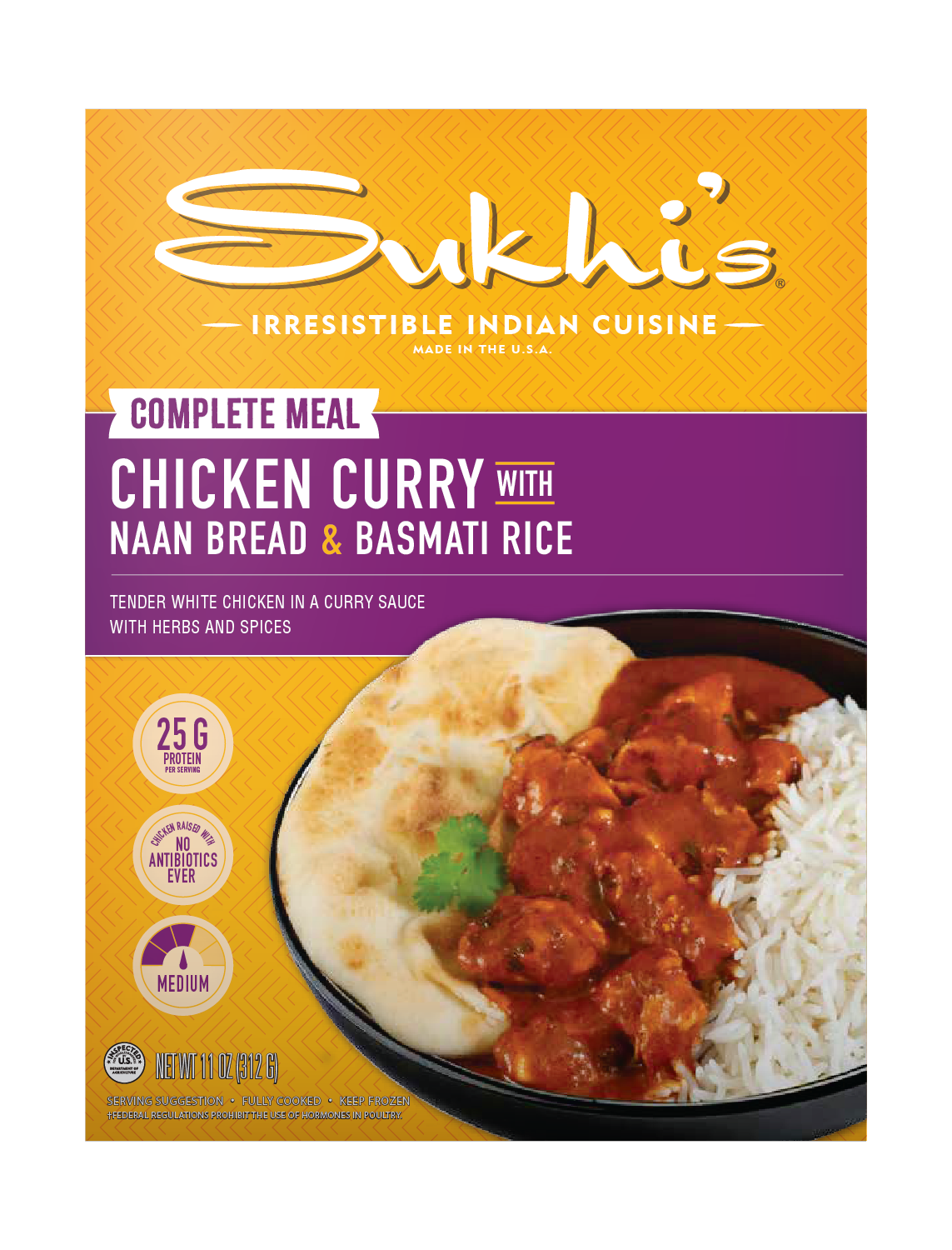 Chicken Curry Frozen Meal with Naan & Basmati Rice