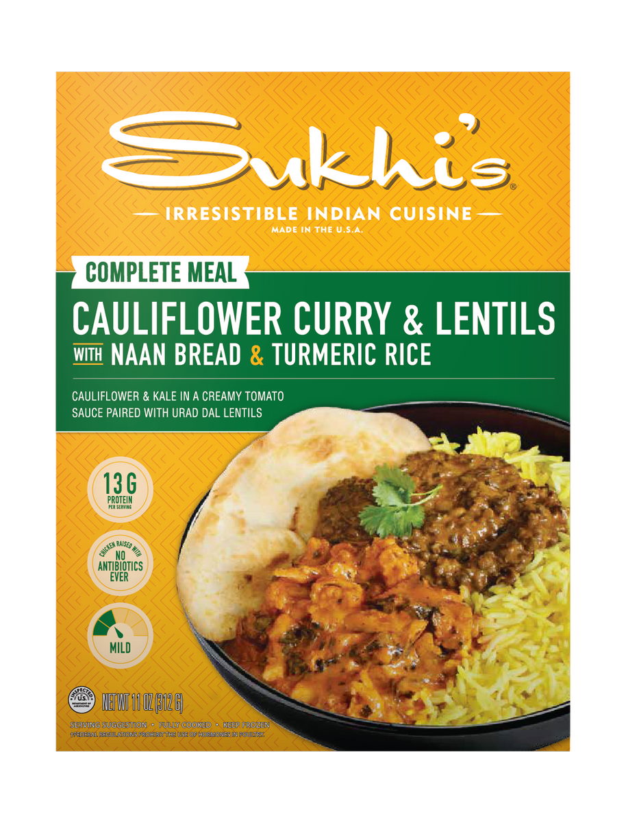 Sukhi's Indian Food | Cauliflower Curry & Lentil Frozen Meal Naan 11oz ...
