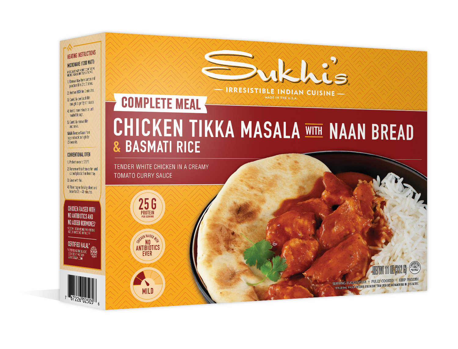 Chicken Tikka Masala Curry Frozen Meal with Naan & Basmati Rice
