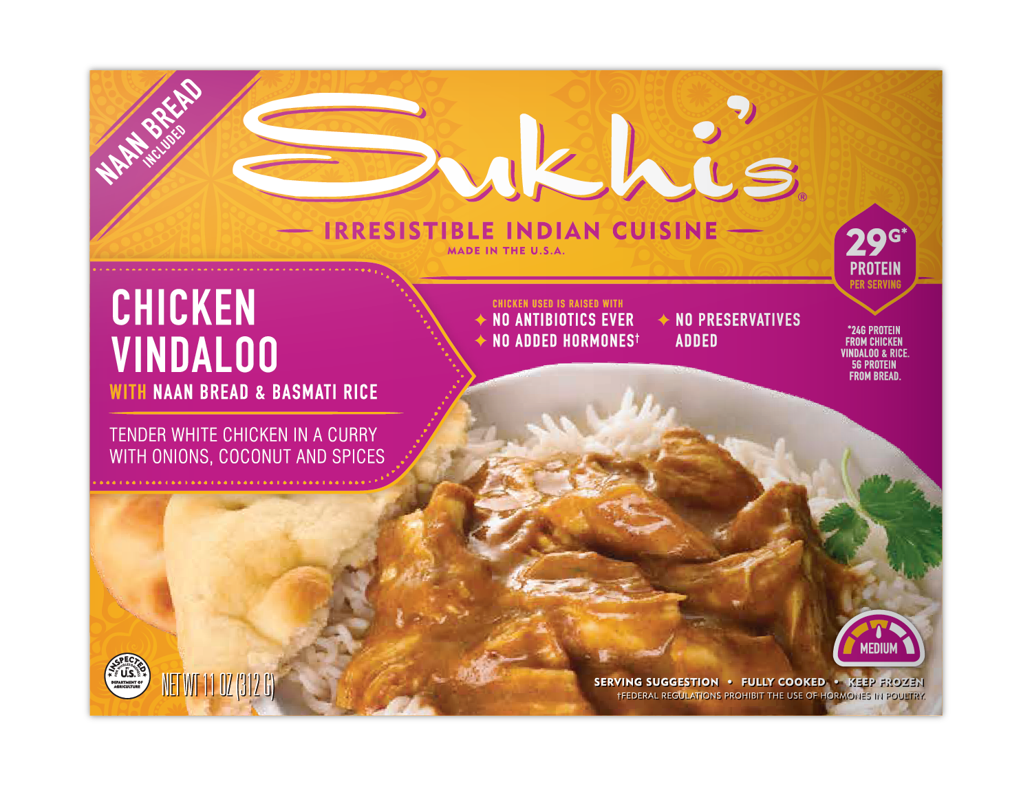 Chicken Vindaloo Curry Frozen Meal with Naan & Basmati Rice