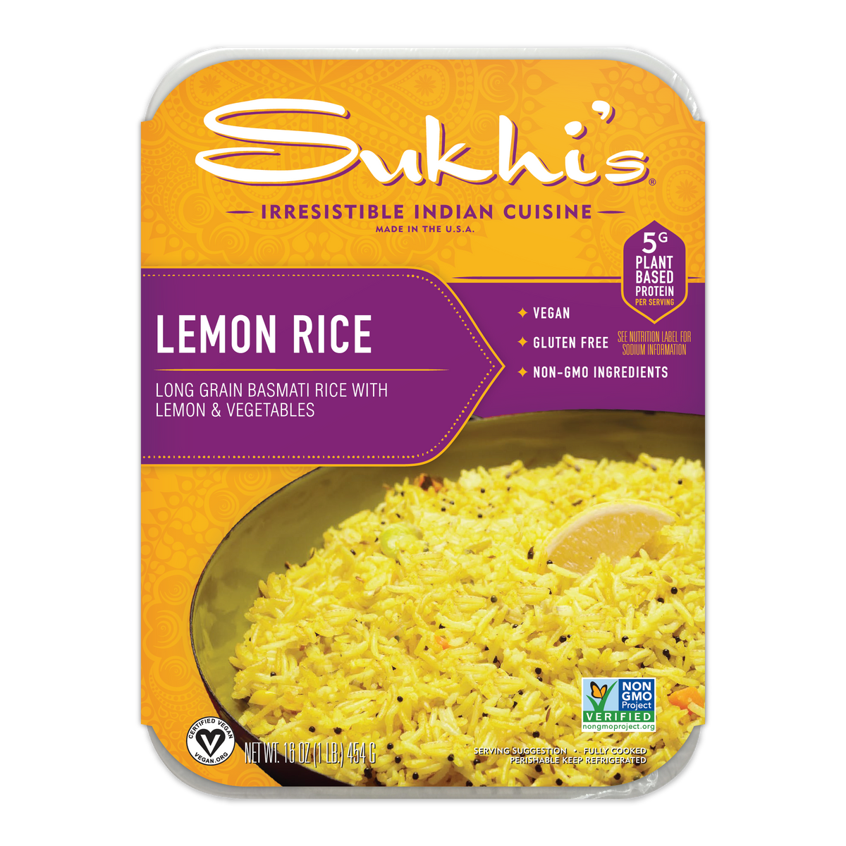 Sukhi Rice Sukhi's Indian Food | Lemon Rice Gluten Free Side Dish 16oz – Sukhi's ...