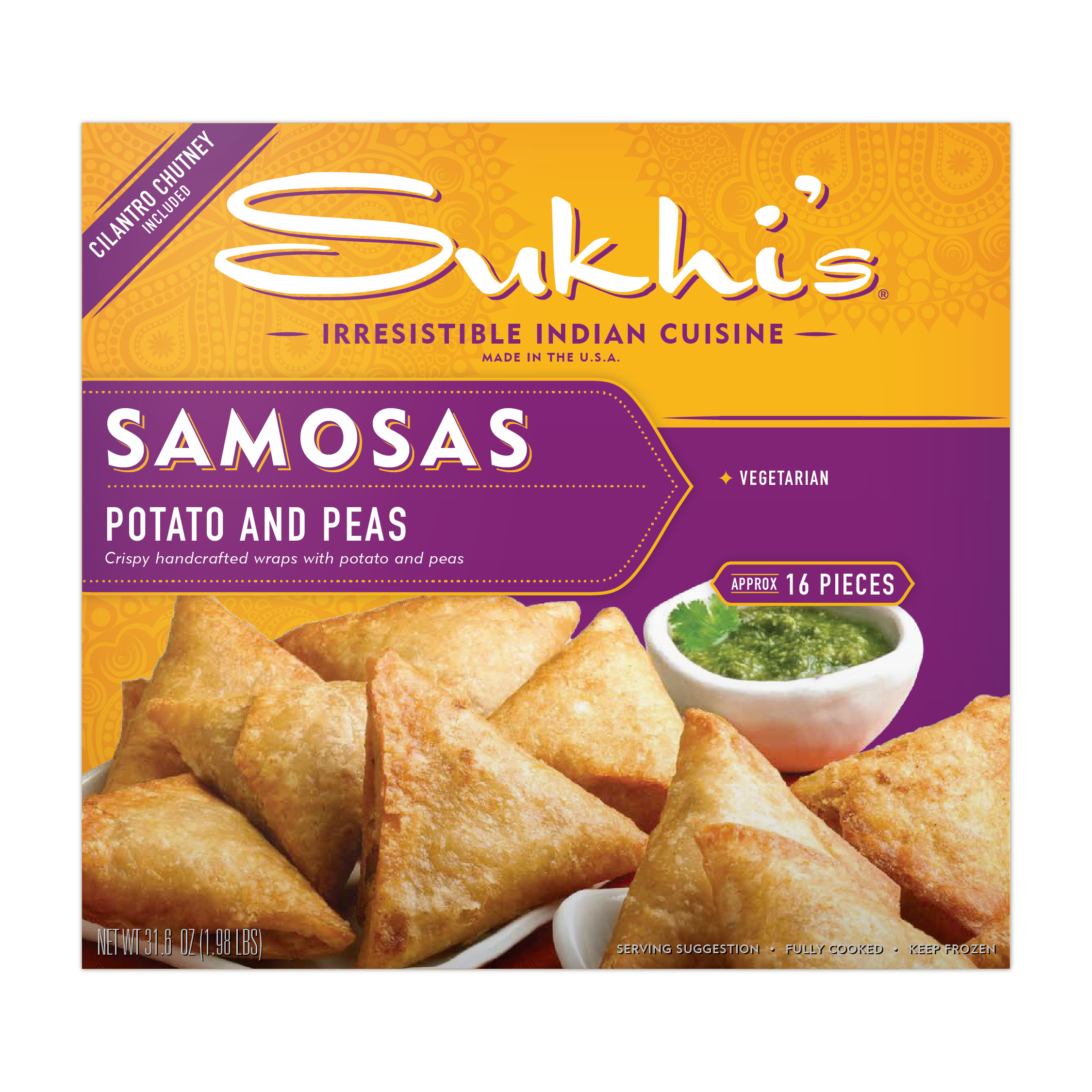 Potato & Pea Samosas with Cilantro Chutney - Family Size