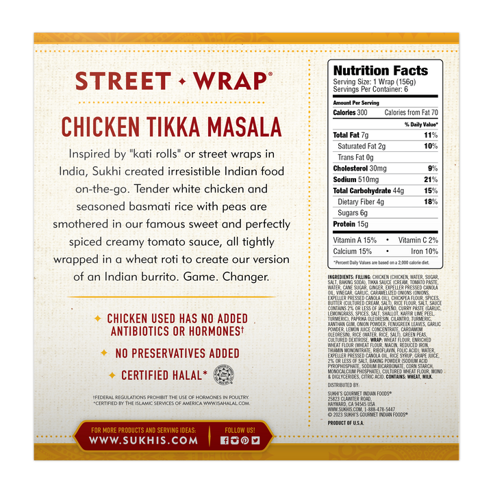 Chicken Tikka Masala Indian Street Wrap - 6 Pack