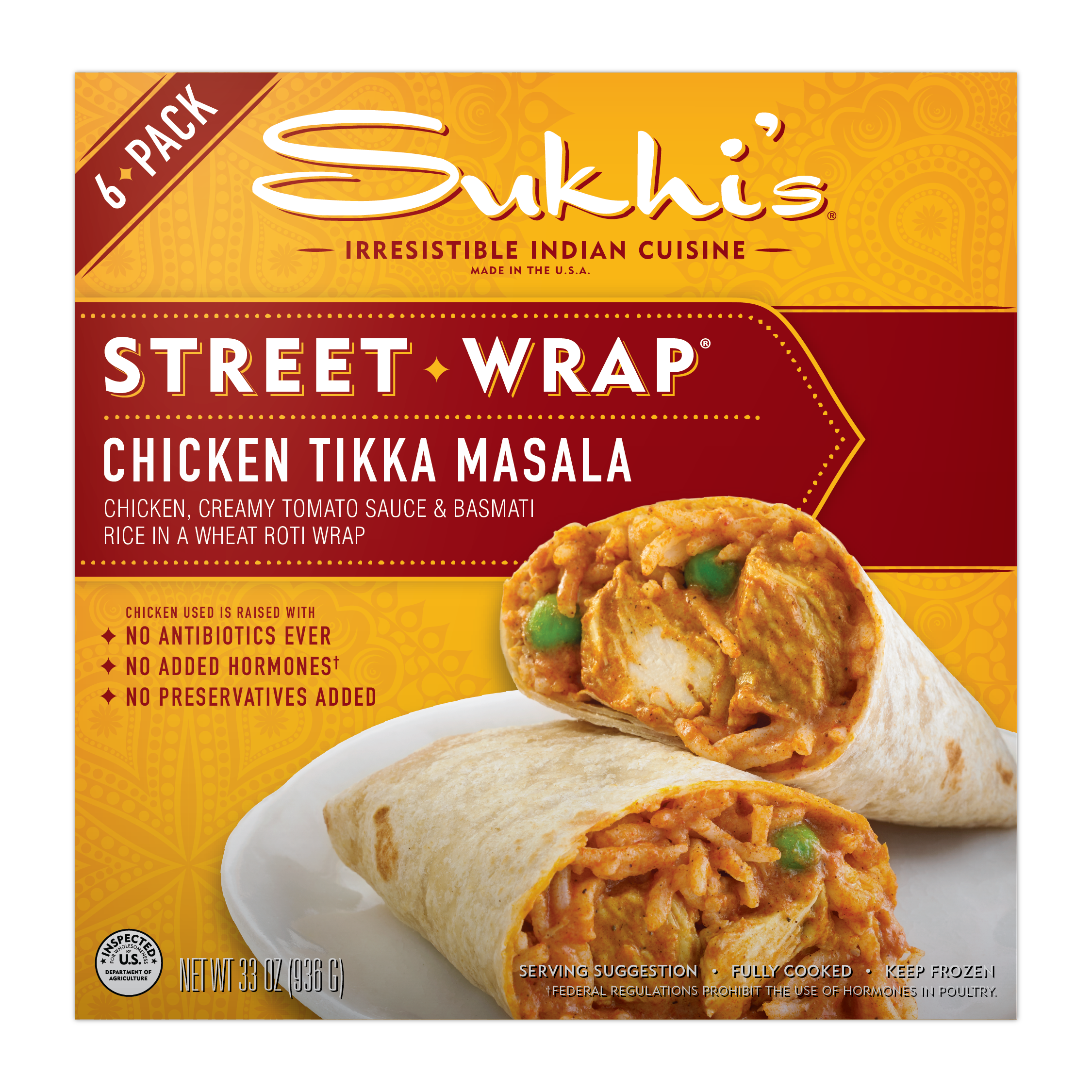 Chicken Tikka Masala Indian Street Wrap - 6 Pack