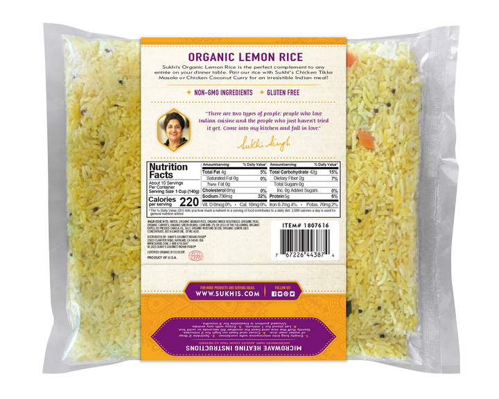 Sukhi's Organic Lemon Rice | Nutrition Facts