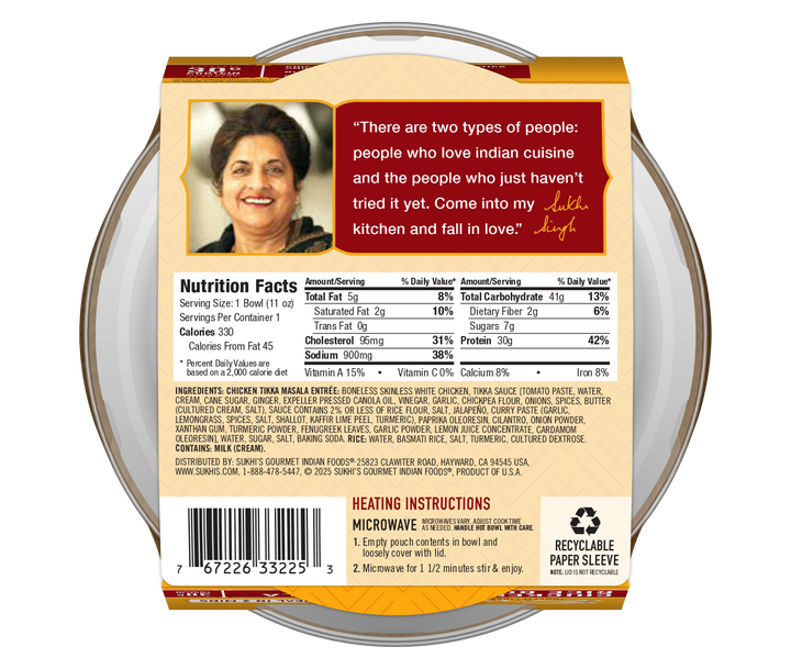 11 oz Chicken Tikka Masala Curry Rice Bowl Refrigerated