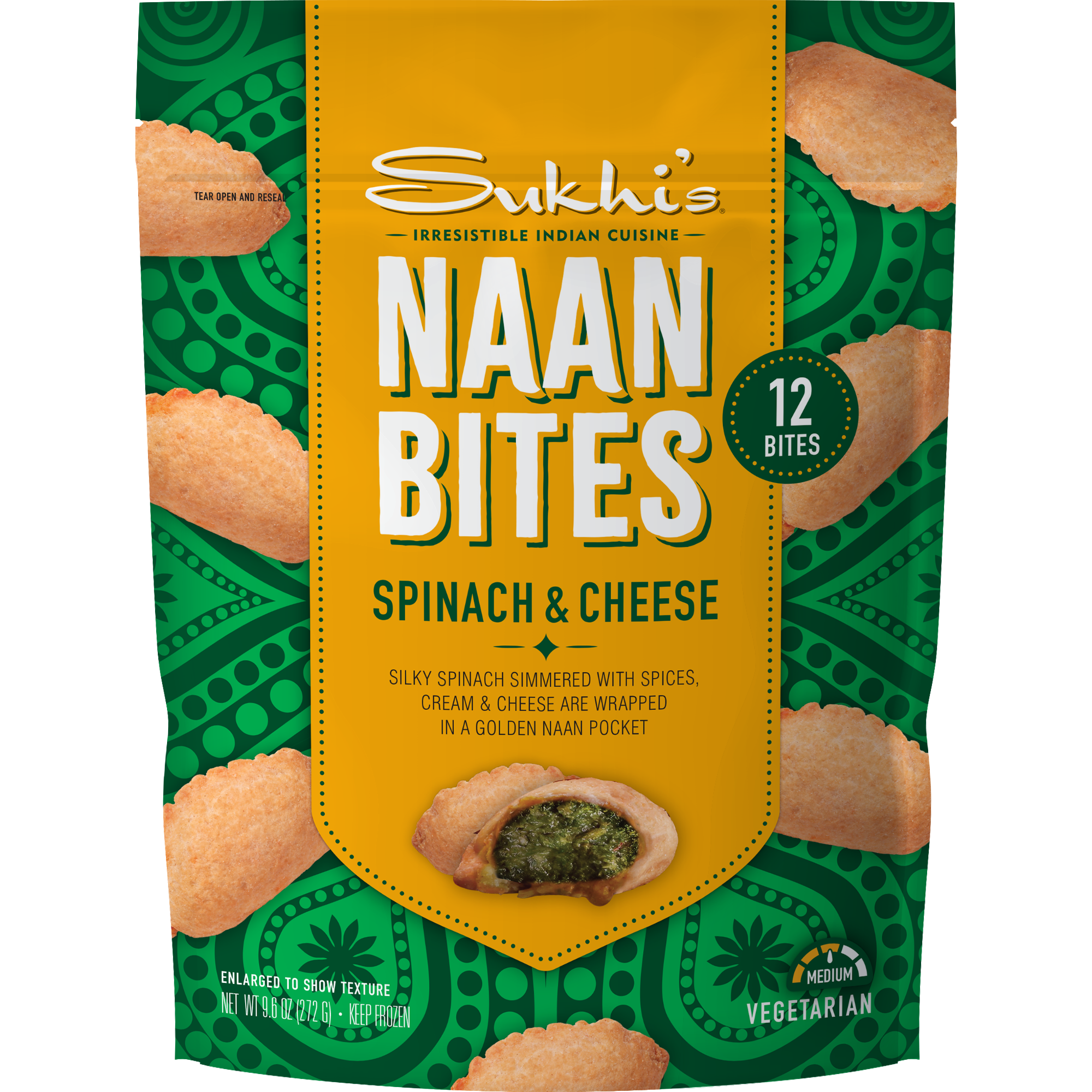 Spinach & Cheese Naan Bites Indian Appetizer
