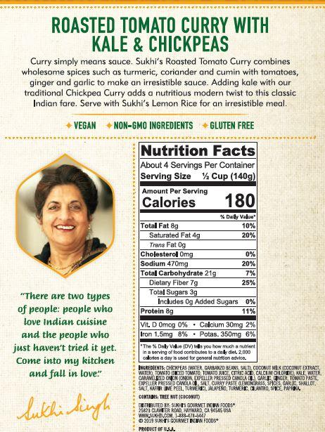 Sukhi's Roasted Tomato Curry | Nutrition Facts