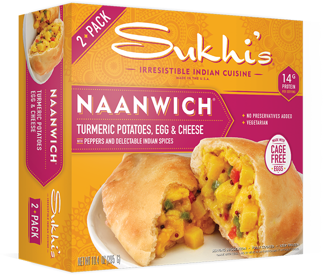 Turmeric Potatoes, Egg & Cheese Breakfast Naanwich